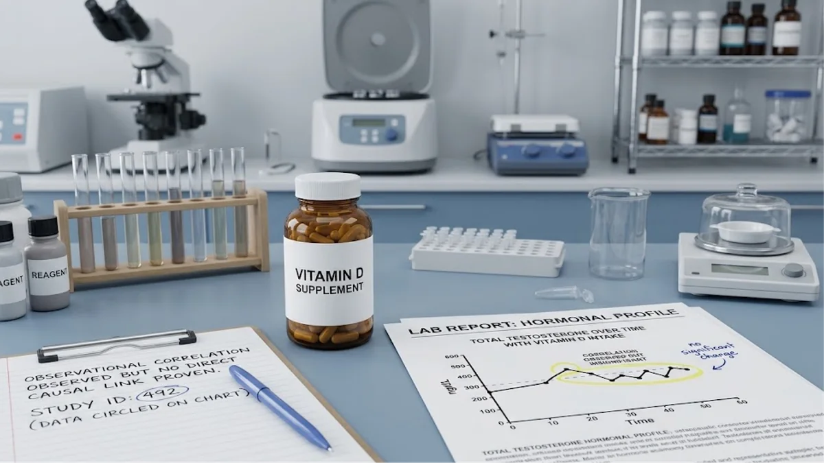 Correlation vs causation diagram — sun exposure, fitness, and testosterone