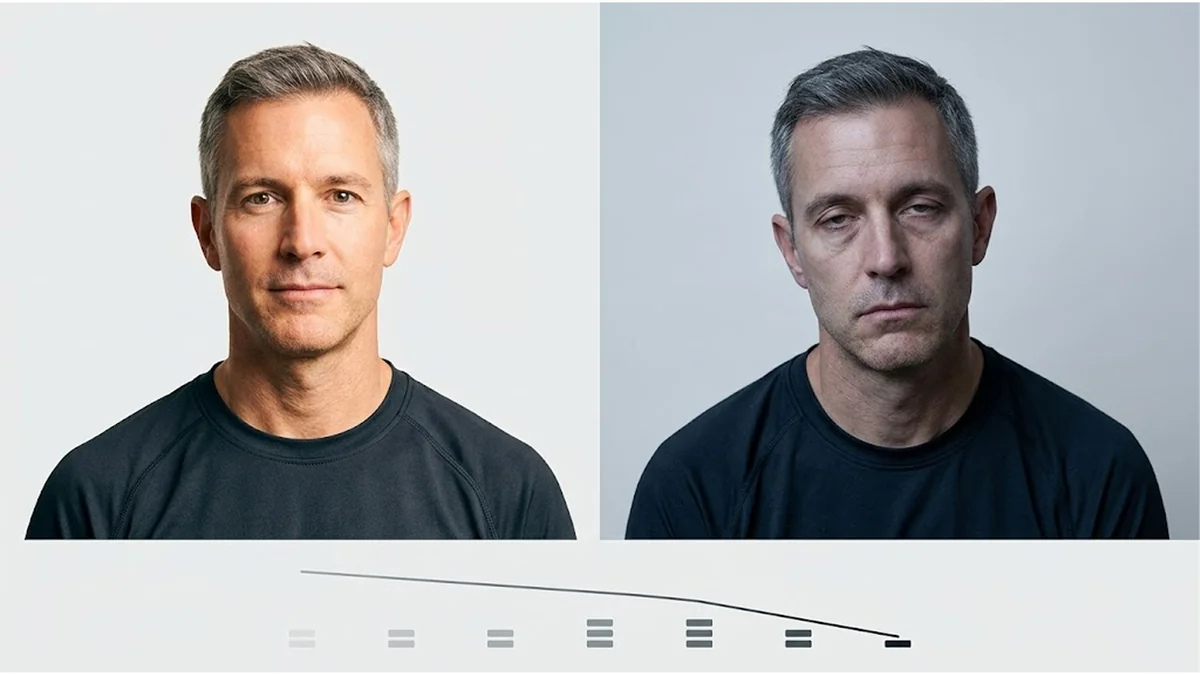 Chart: inverse correlation between cortisol and testosterone from Marcus's personal data